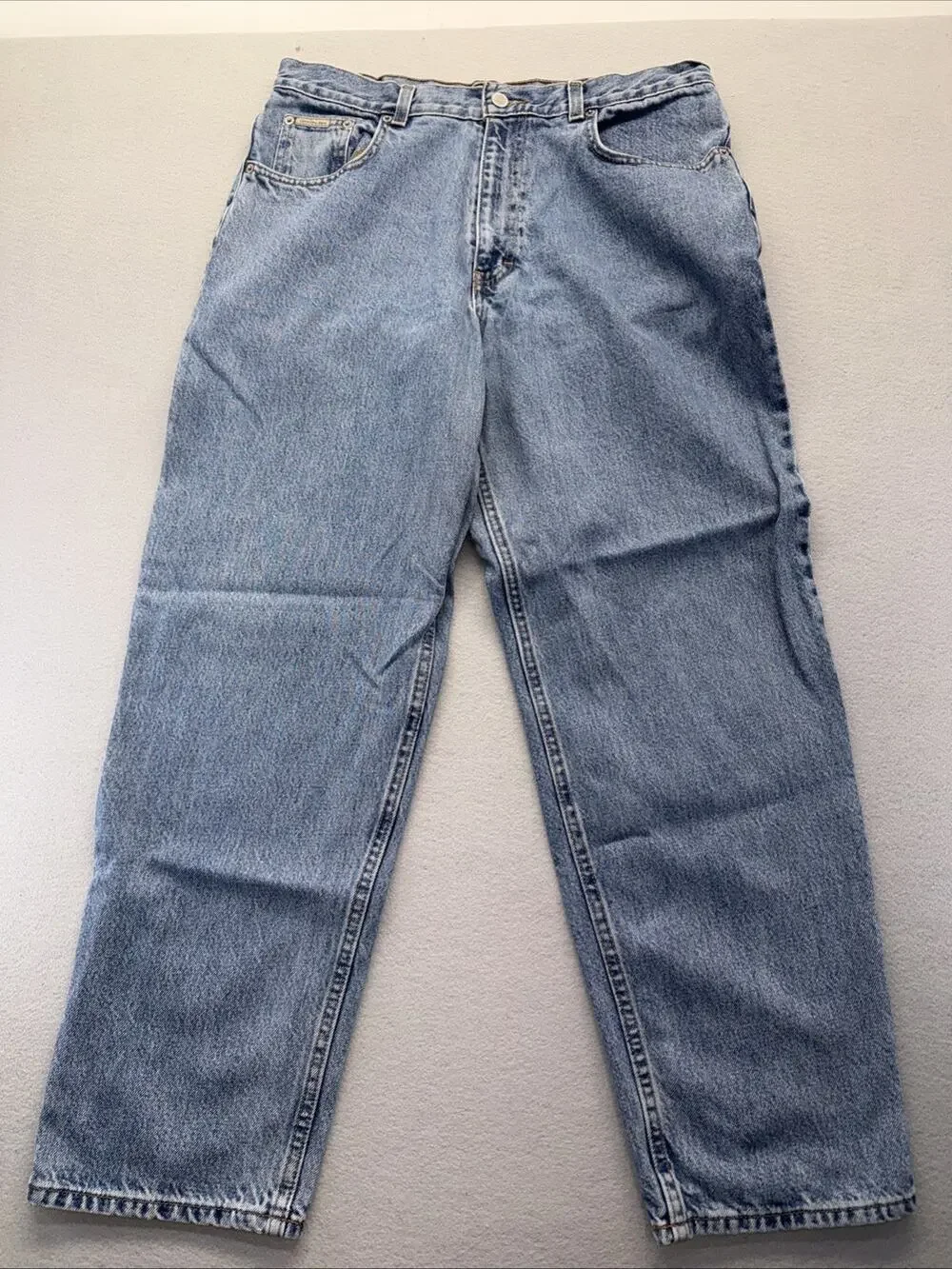 Calvin Klein Jeans Easy Fit Mens 34x30 Light Wash Straight Leg Denim Pants Blue